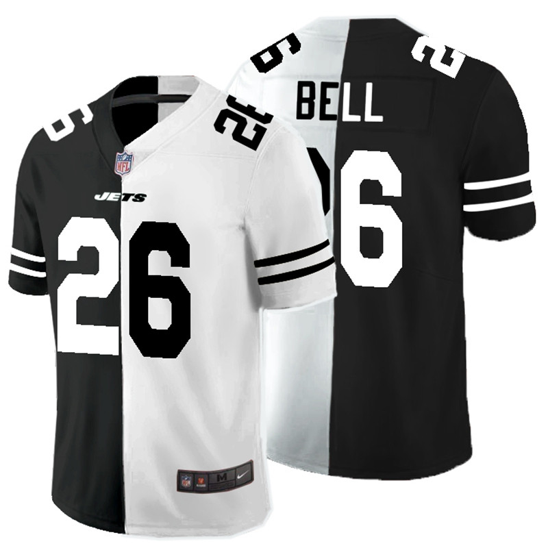 Men's New York Jets #26 Le'Veon Bell Black & White Split Limited Stitched Jersey